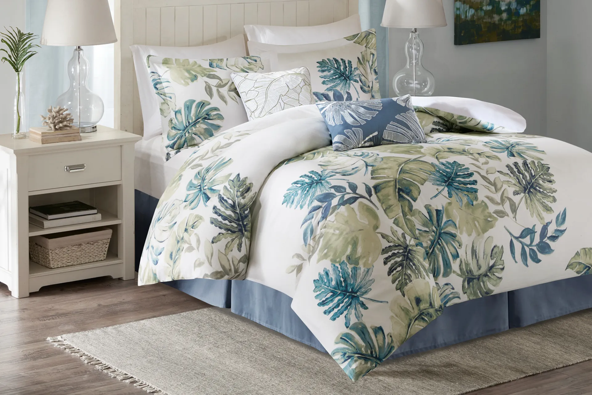 Magoword White Green 6 Pc King Comforter Set - Image 2