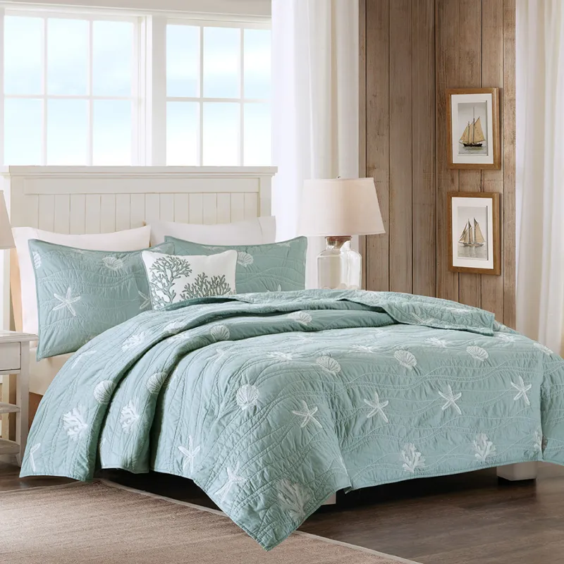 Mahaska Seafoam 4 Pc King/California King Coverlet Set