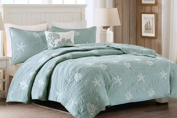 Mahaska Seafoam 4 Pc Full/Queen Coverlet Set
