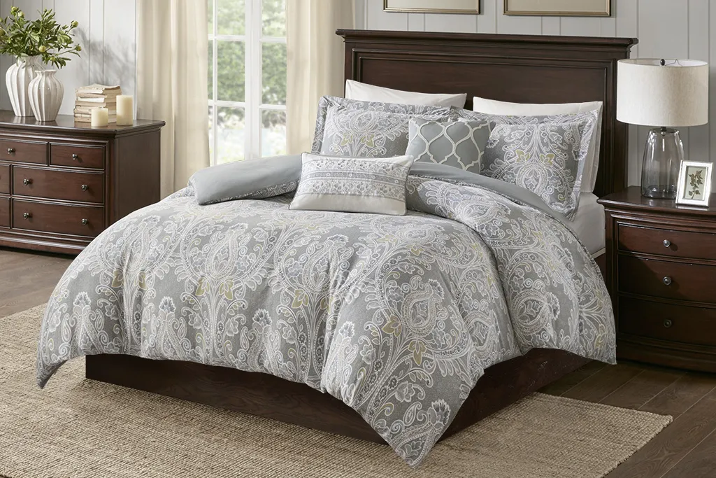 Lulon Gray 5 Pc Full/Queen Duvet Set