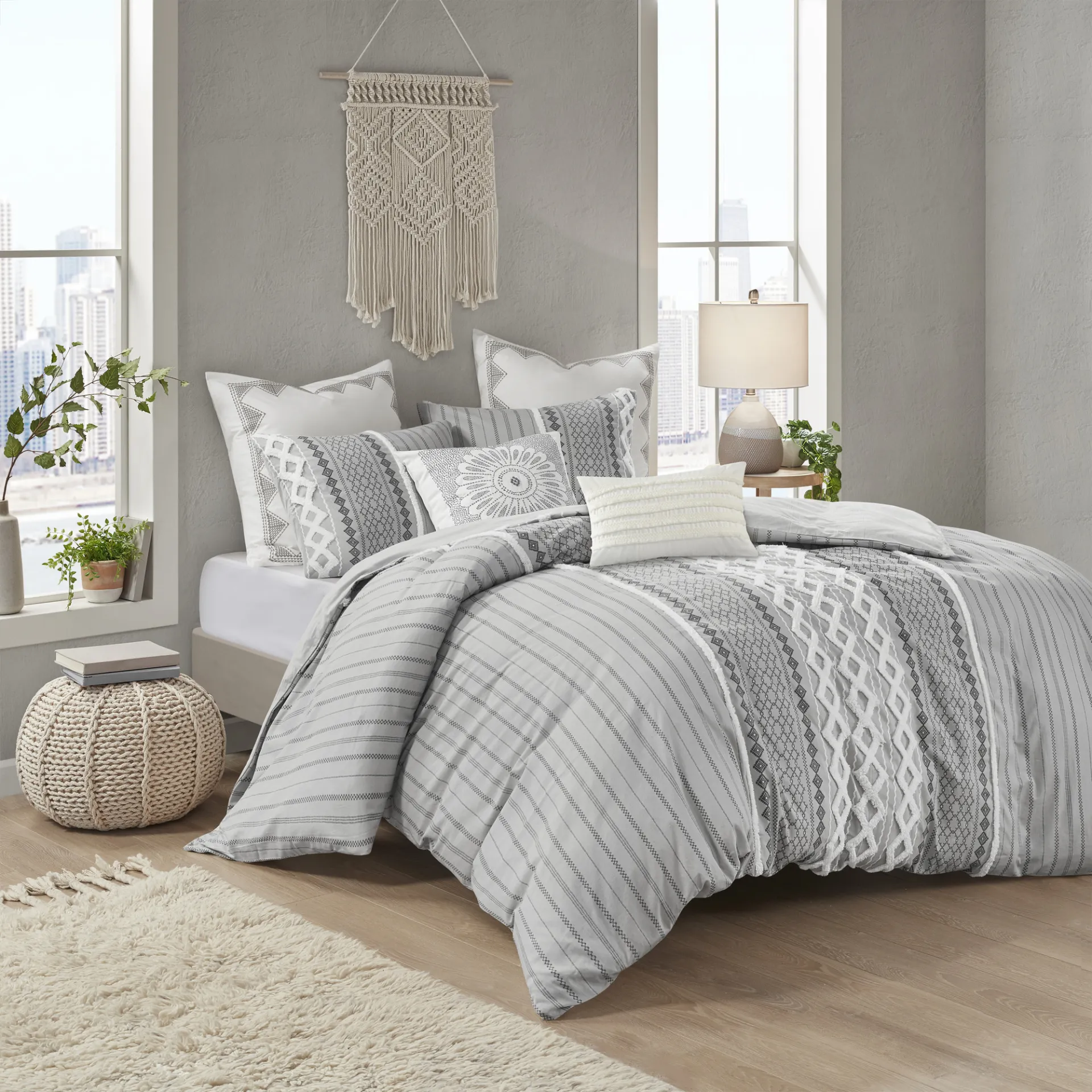 Plaen Gray 3 Pc Full/Queen Comforter Set - Image 1