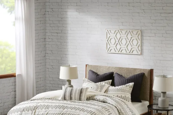 Shrader Ivory Charcoal 3 Pc King/California King Comforter Set