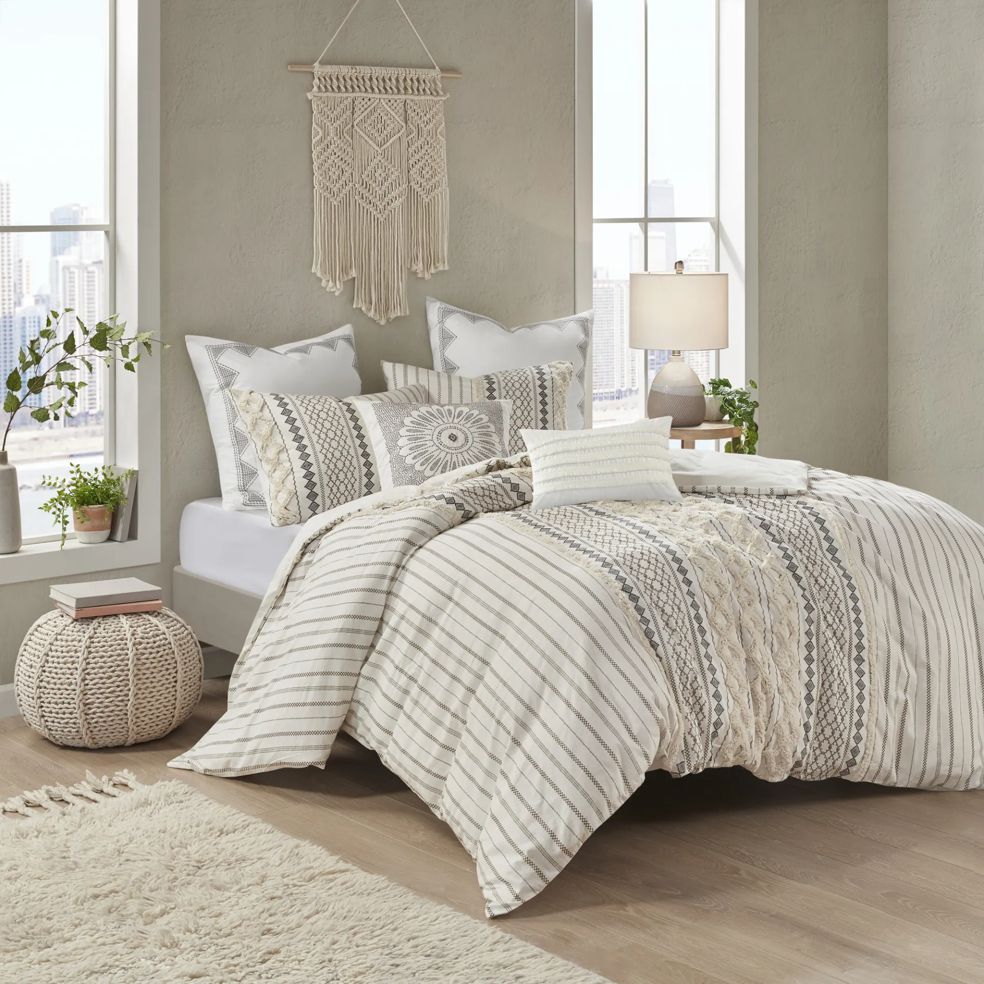 Plaen Ivory 3 Pc King/California King Duvet Set - Image 1