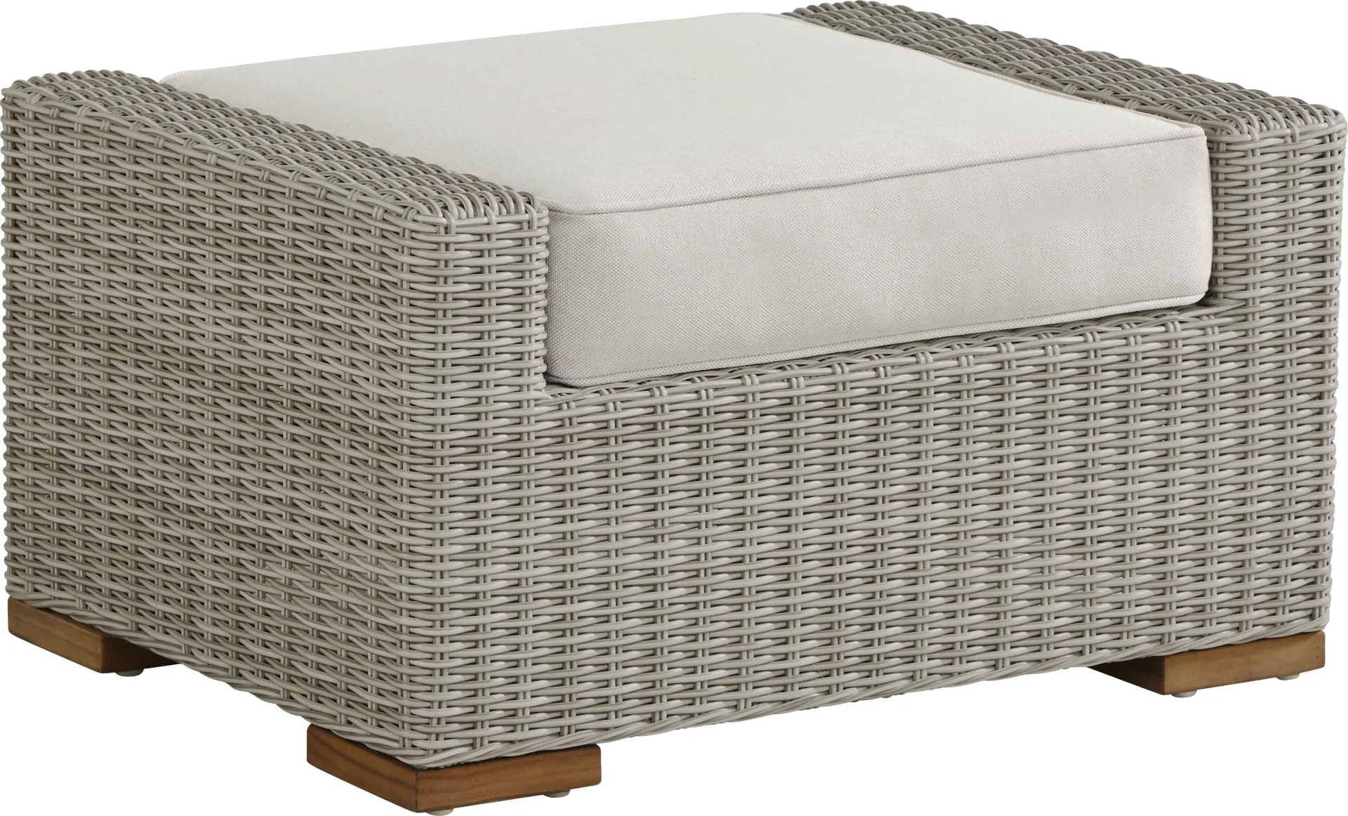 Patmos Gray Outdoor Ottoman with Linen Cushion - Image 1