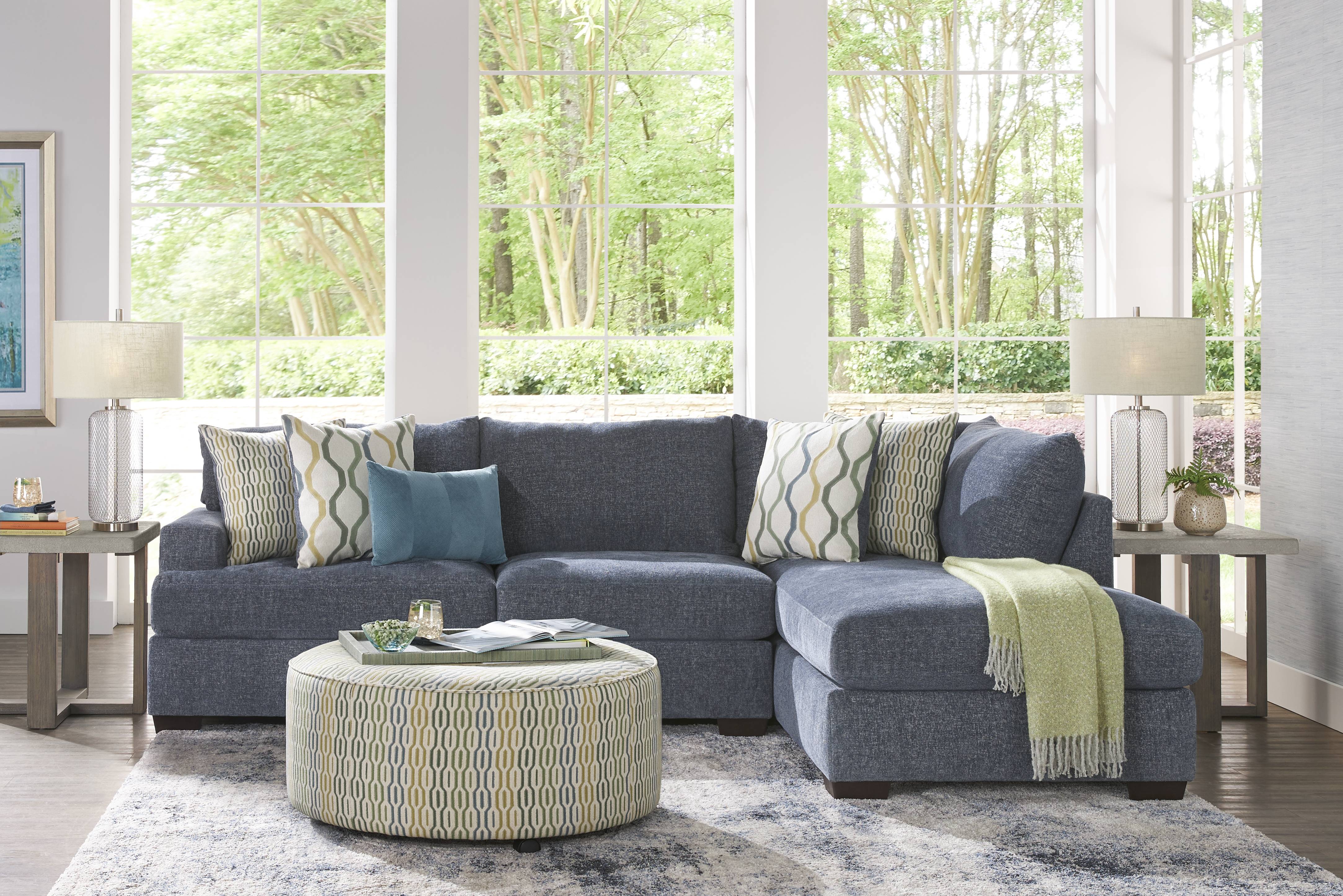 Briar Street Blue Chenille 5 Pc Sectional Living Room - Thumbnail - Image 1