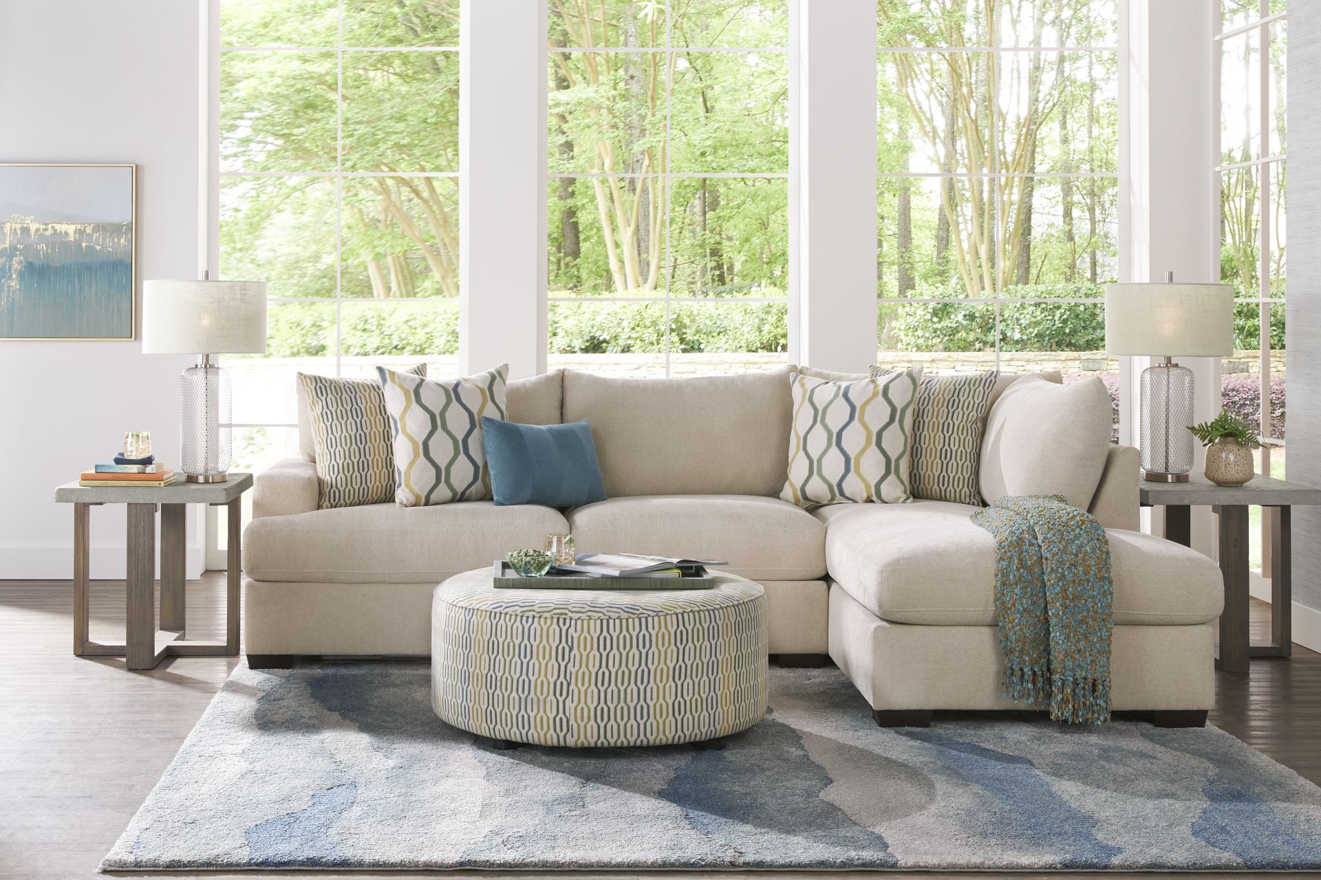 Briar Street Beige Chenille 5 Pc Sectional Living Room - Image 1