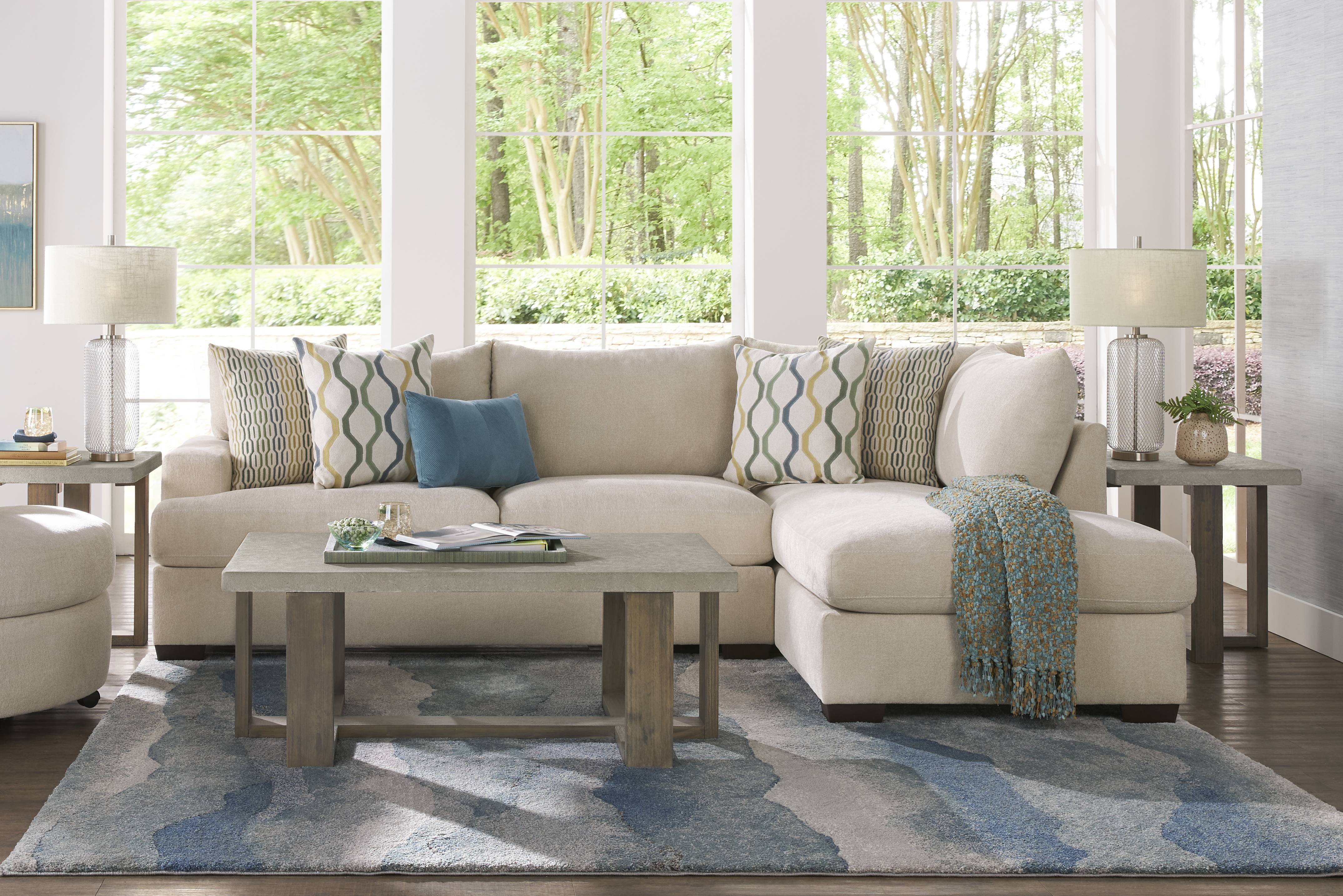 Briar Street Beige Chenille 3 Pc Sectional Living Room - Thumbnail - Image 1