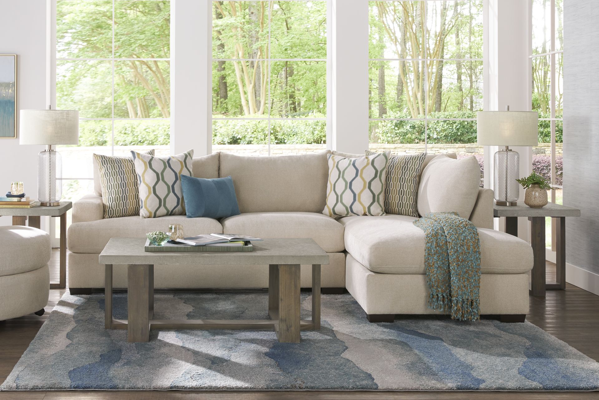 Briar Street Beige Chenille 5 Pc Sectional Living Room - Image 1