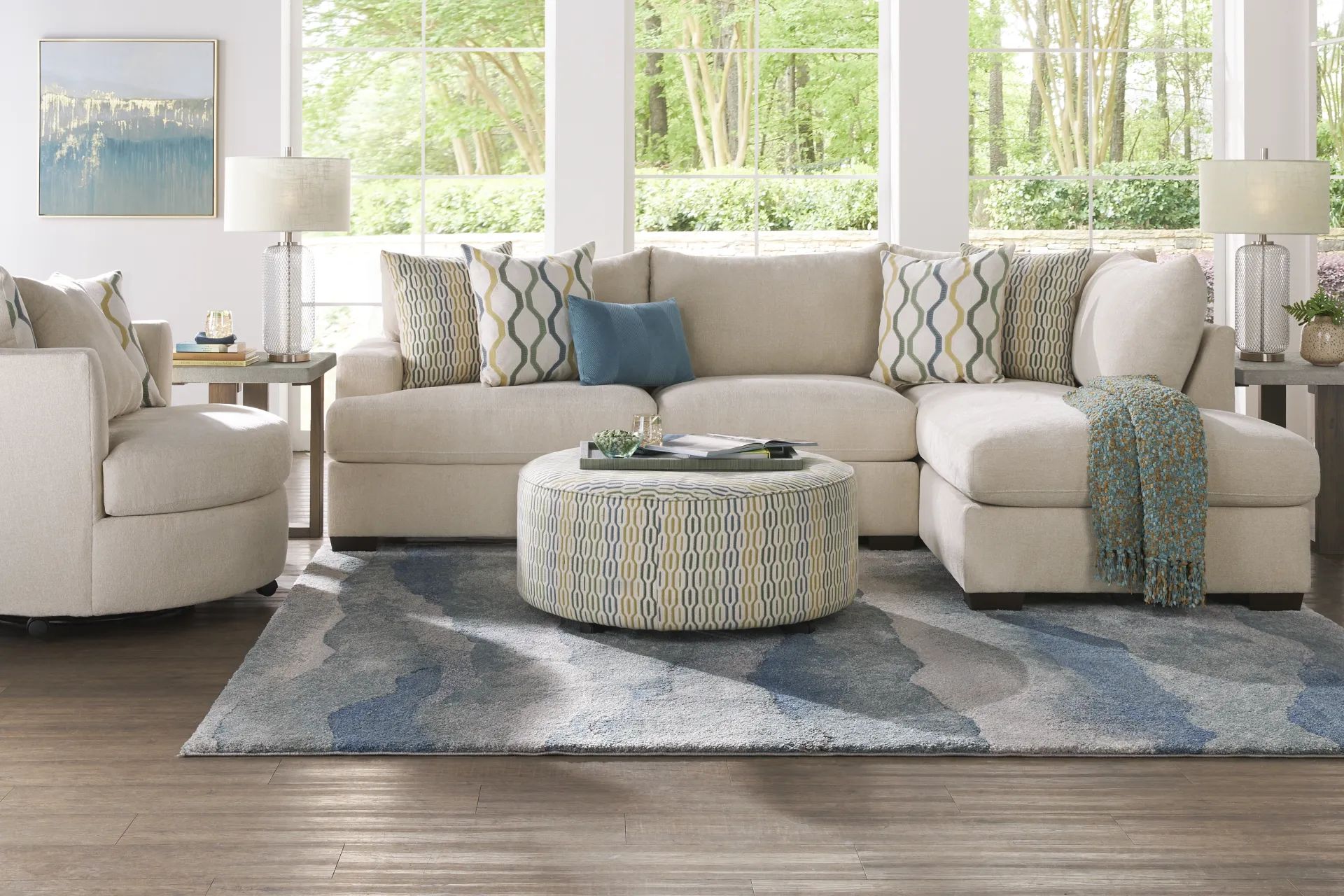 Briar Street Beige Chenille 2 Pc Sectional - Image 1