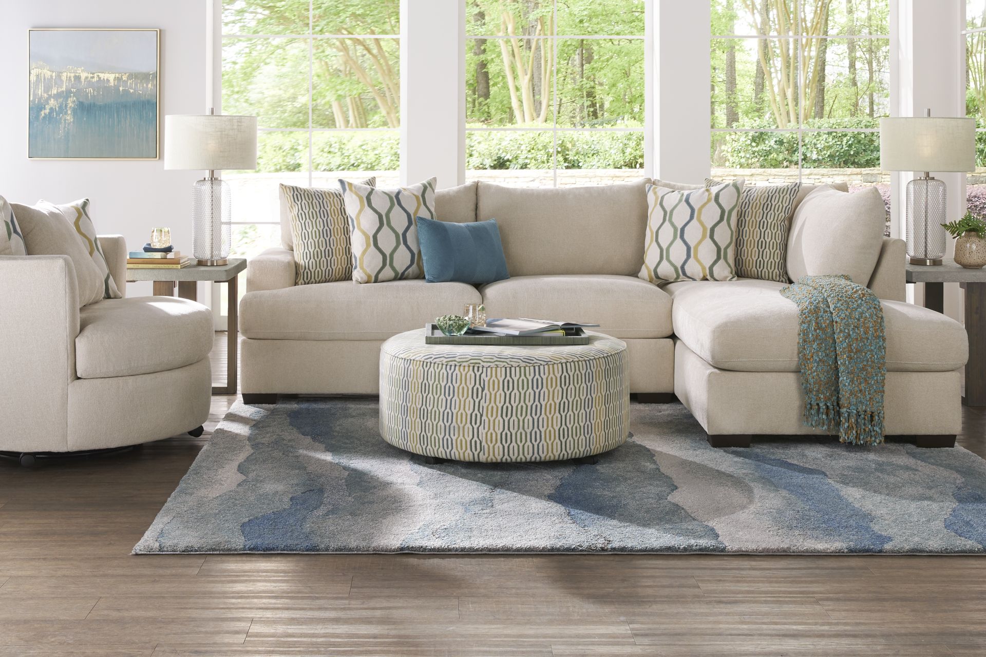 Briar Street Beige Chenille 2 Pc Sectional - Image 2