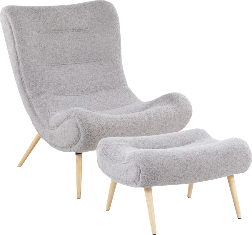 Cloueran Gray Accent Chair and Ottoman