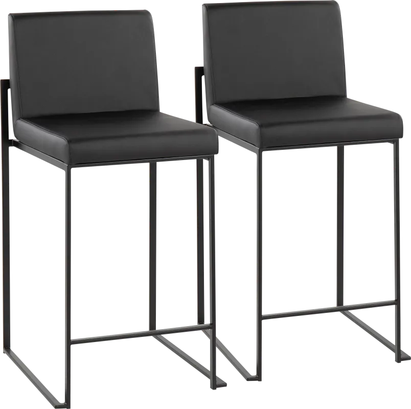 Leserna II Black Counter Height Stool, Set of 2