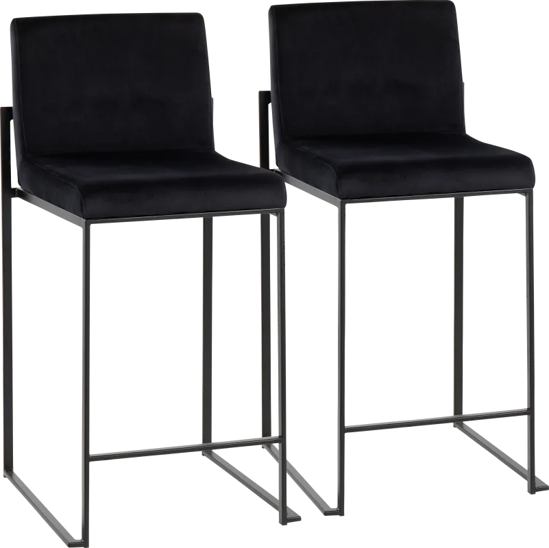 Leserna IV Black Counter Height Stool, Set of 2
