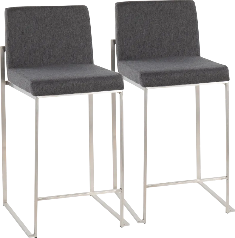 Leserna V Charcoal Counter Height Stool, Set of 2