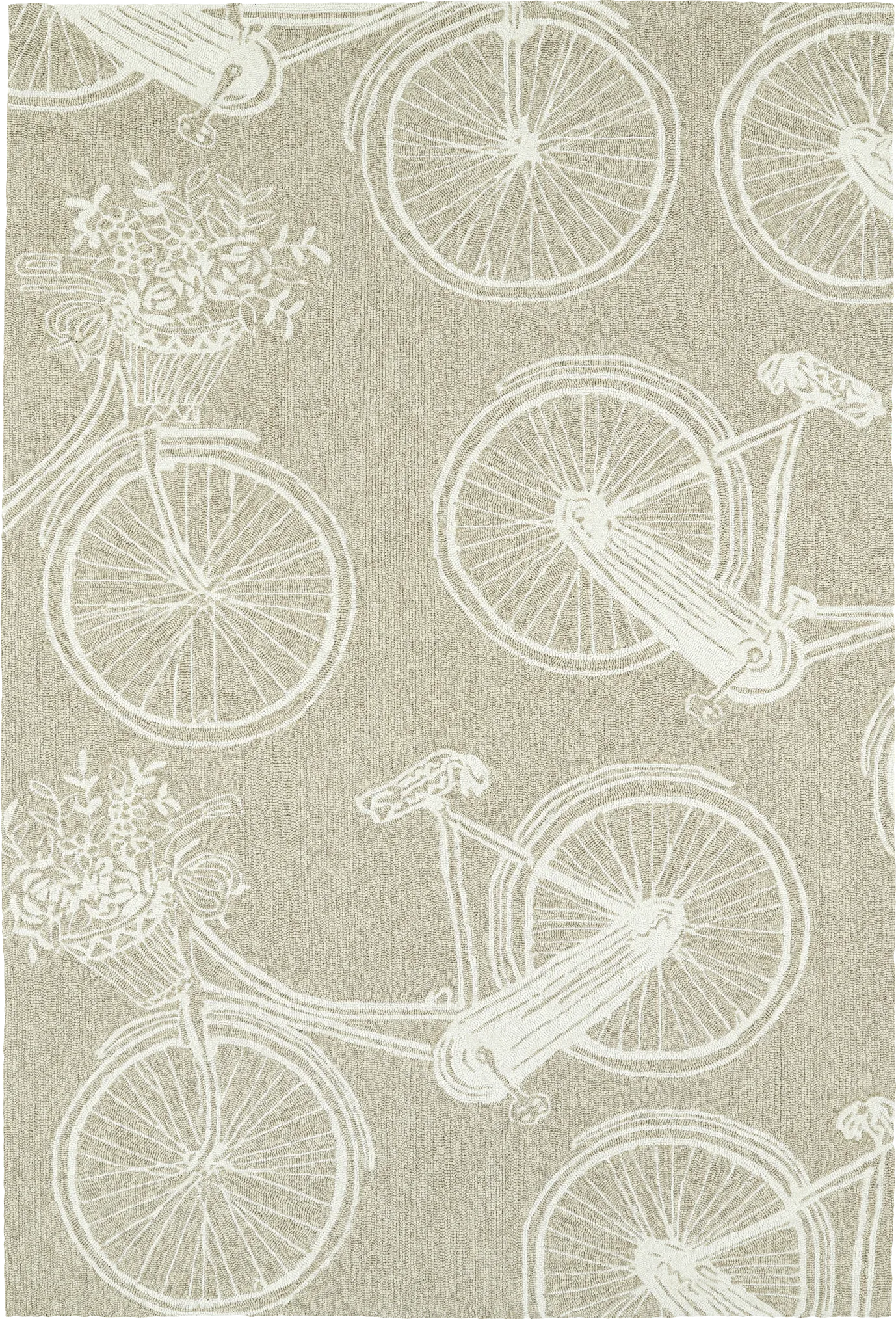 Bicycle Adventure Brown 7'6 x 9' Indoor/Outdoor Rug - Thumbnail - Image 1