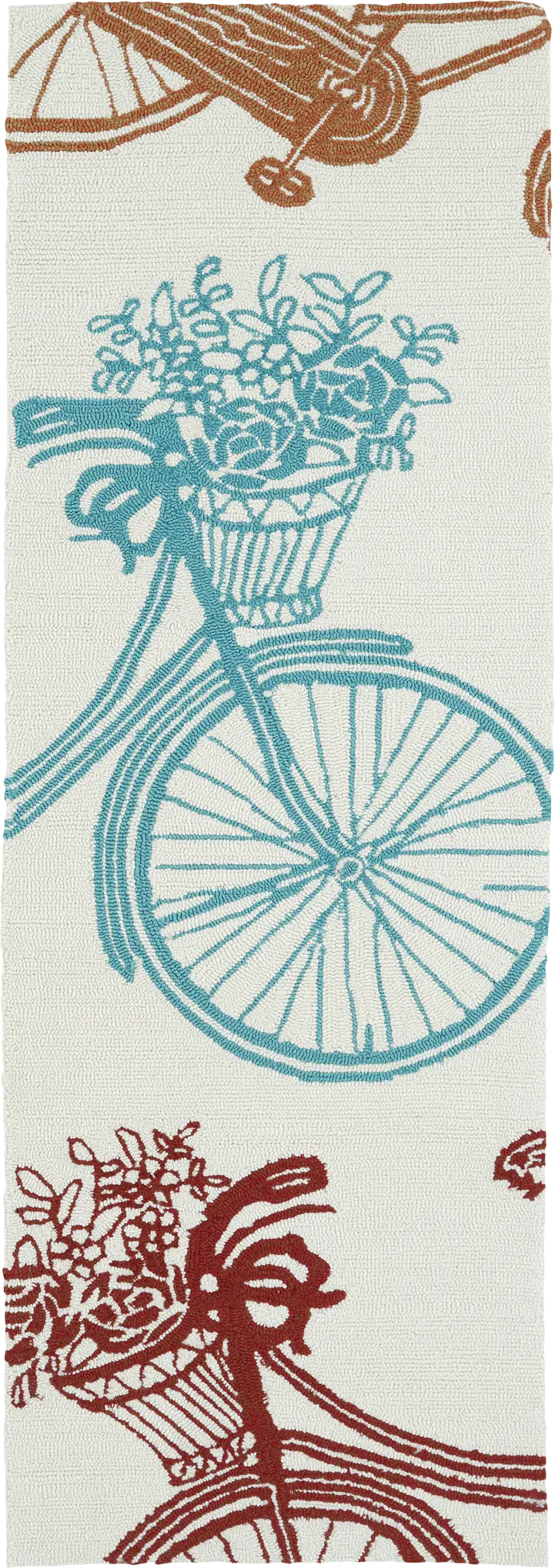 Bicycle Adventure Ivory 2' x 6' Indoor/Outdoor Rug