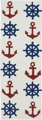 Nautical Life Ivory 2' x 6' Indoor/Outdoor Rug