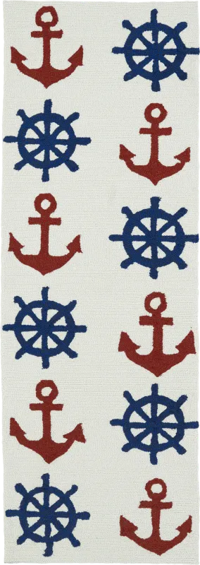 Nautical Life Ivory 2' x 6' Indoor/Outdoor Rug