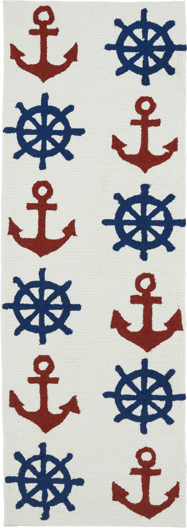 Nautical Life Ivory 2' x 6' Indoor/Outdoor Rug - Image 1
