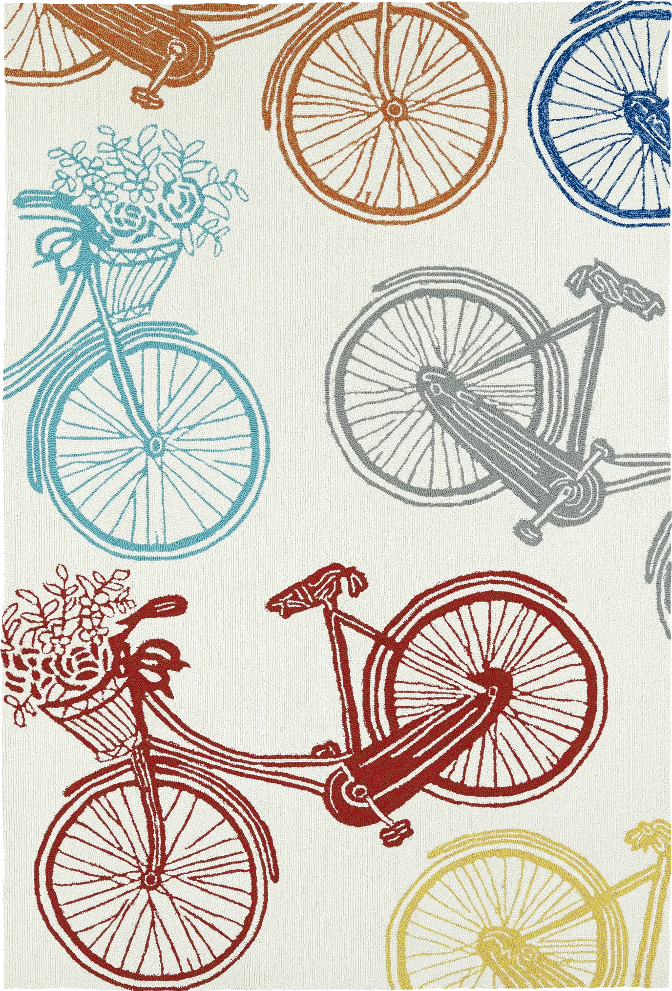 Bicycle Adventure Ivory 5' x 7'6 Indoor/Outdoor Rug - Image 1