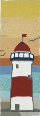 Lighthouse Sunrise Brown 2' x 6' Indoor/Outdoor Rug