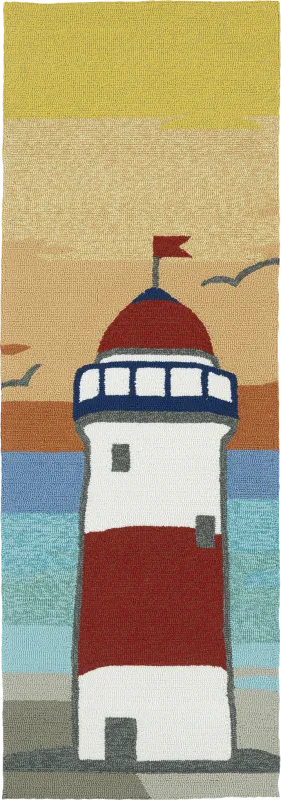 Lighthouse Sunrise Brown 2' x 6' Indoor/Outdoor Rug