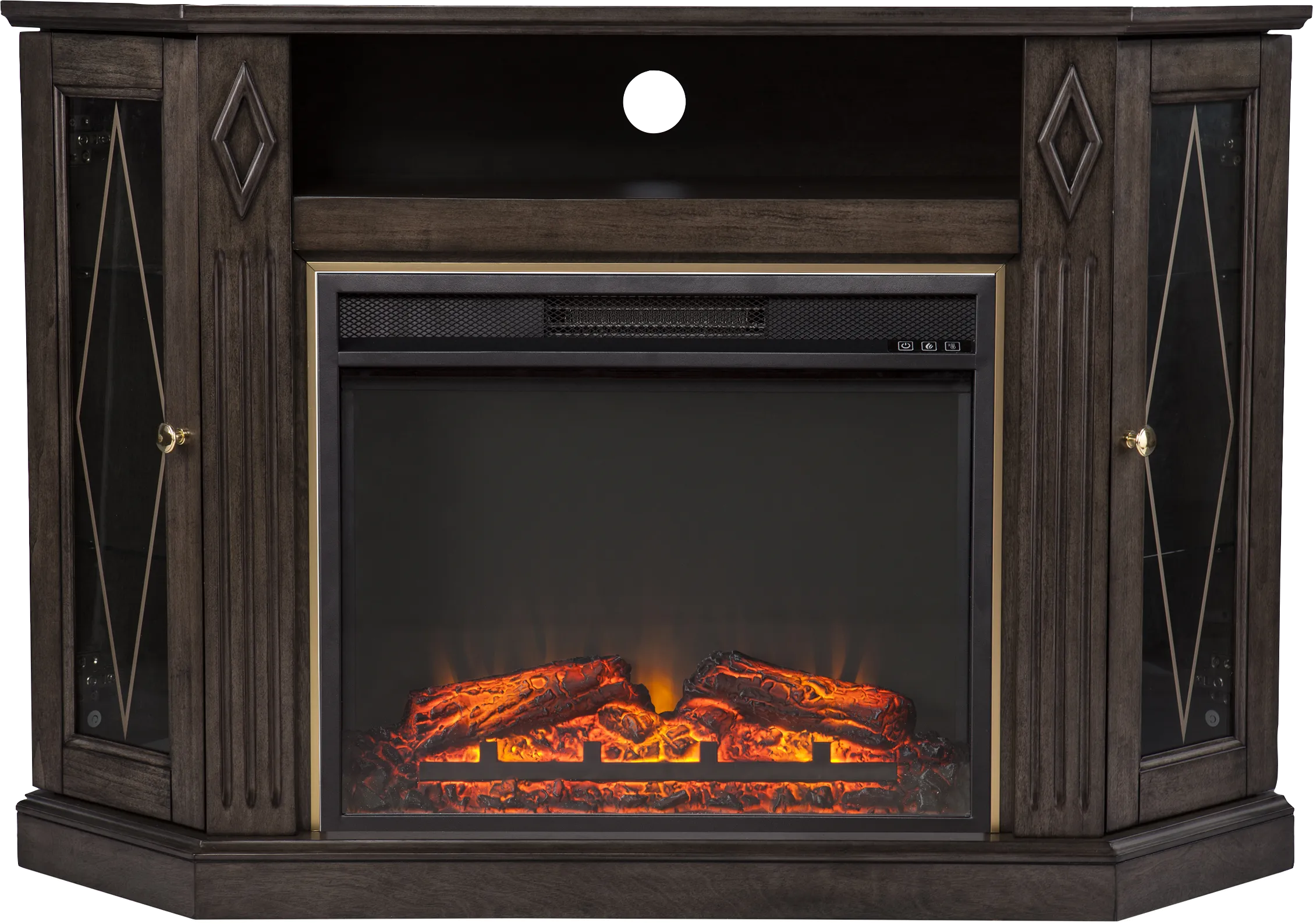 Brockdell V Brown 48 in. Console with Electric Fireplace - Thumbnail - Image 1