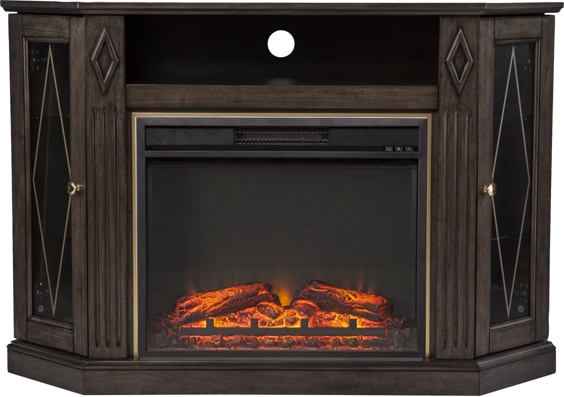 Brockdell V Brown 48 in. Console with Electric Fireplace
