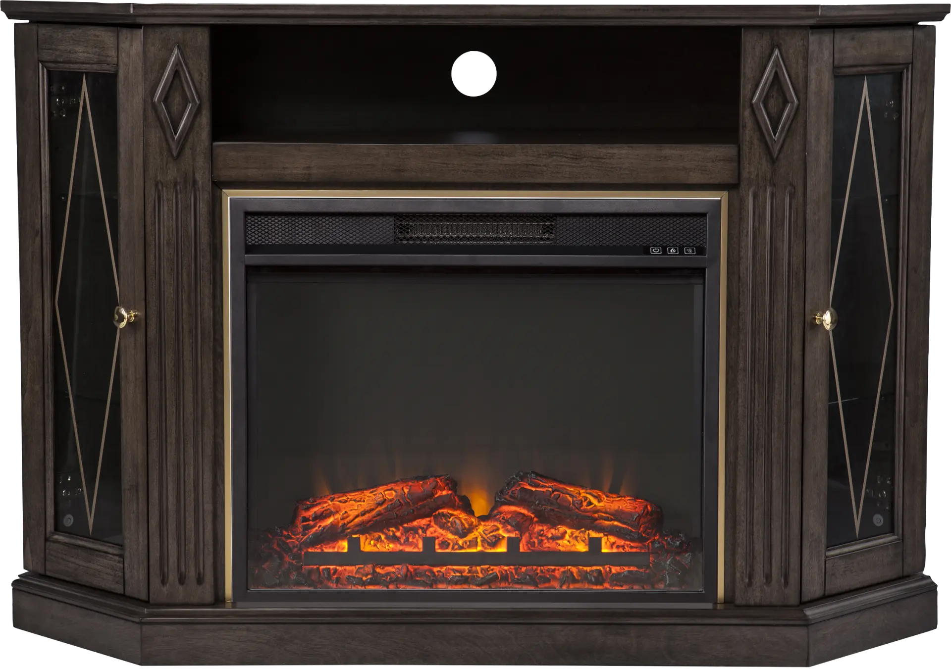 Brockdell V Brown 48 in. Console with Electric Fireplace