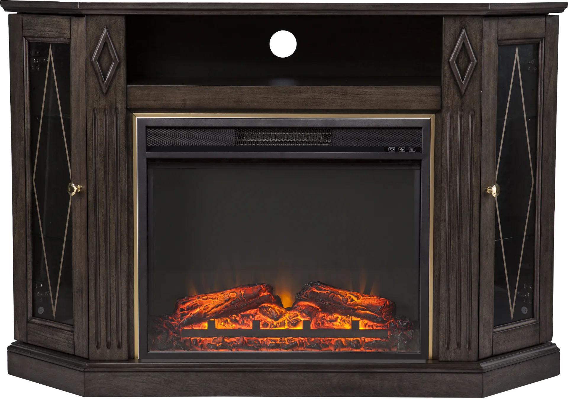 Brockdell V Brown 48 in. Console with Electric Fireplace - Image 1