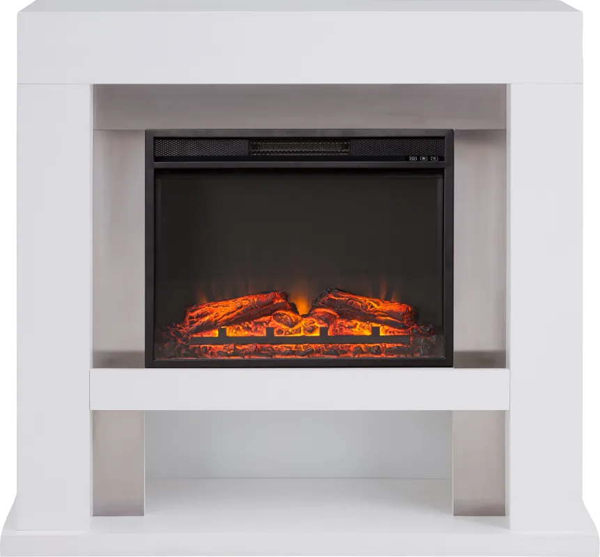 Linkmeadow V White 44 in. Console with Electric Fireplace