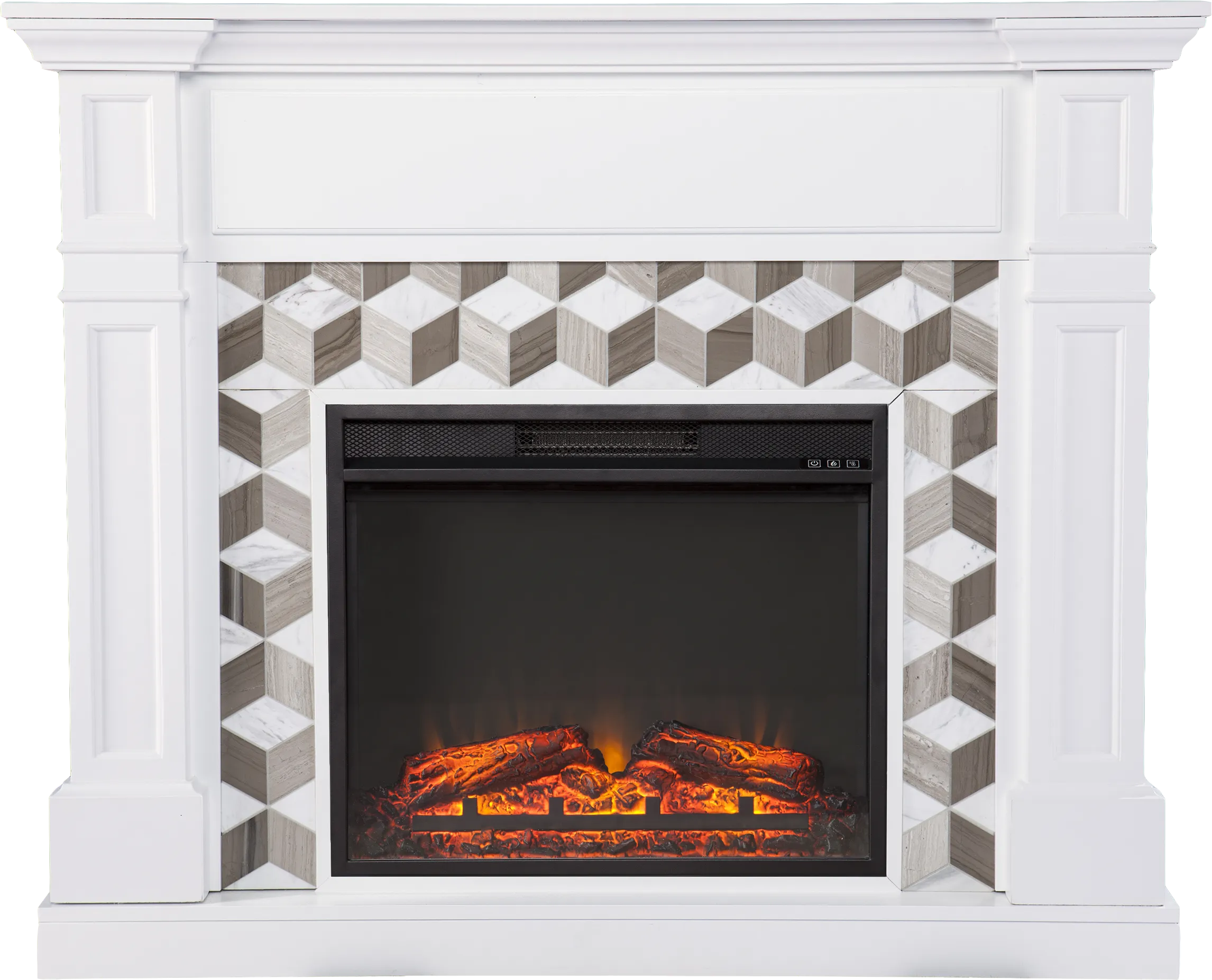 Talmadge V White 48 in. Console with Electric Fireplace - Thumbnail - Image 1