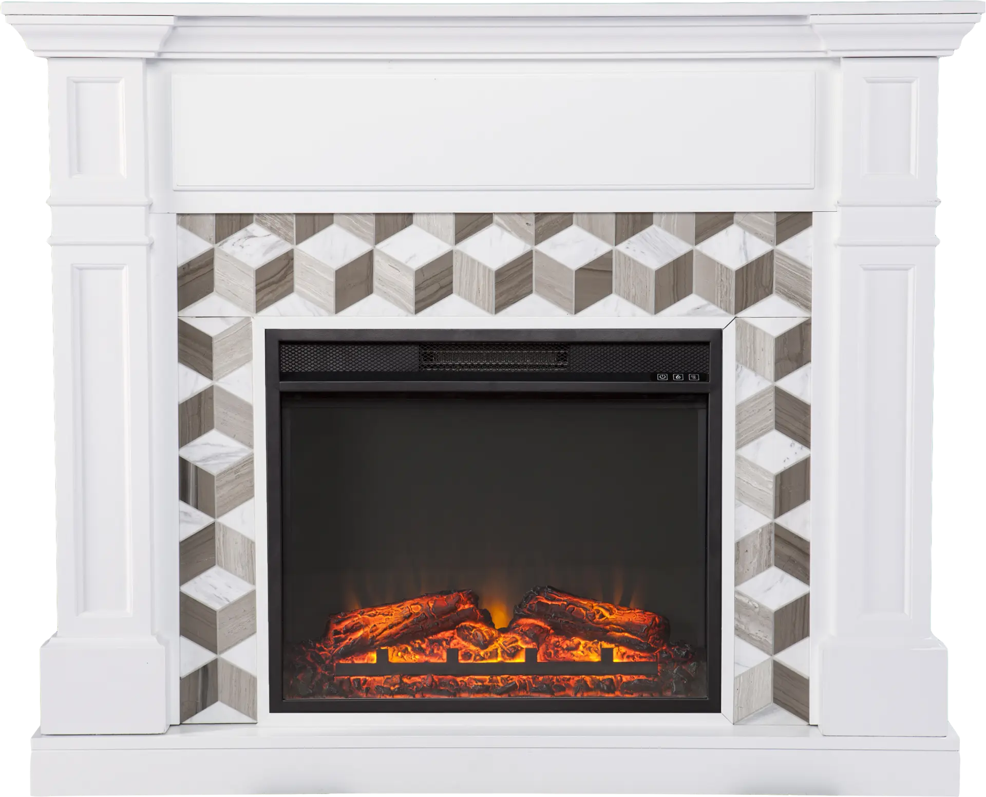 Talmadge V White 48 in. Console with Electric Fireplace