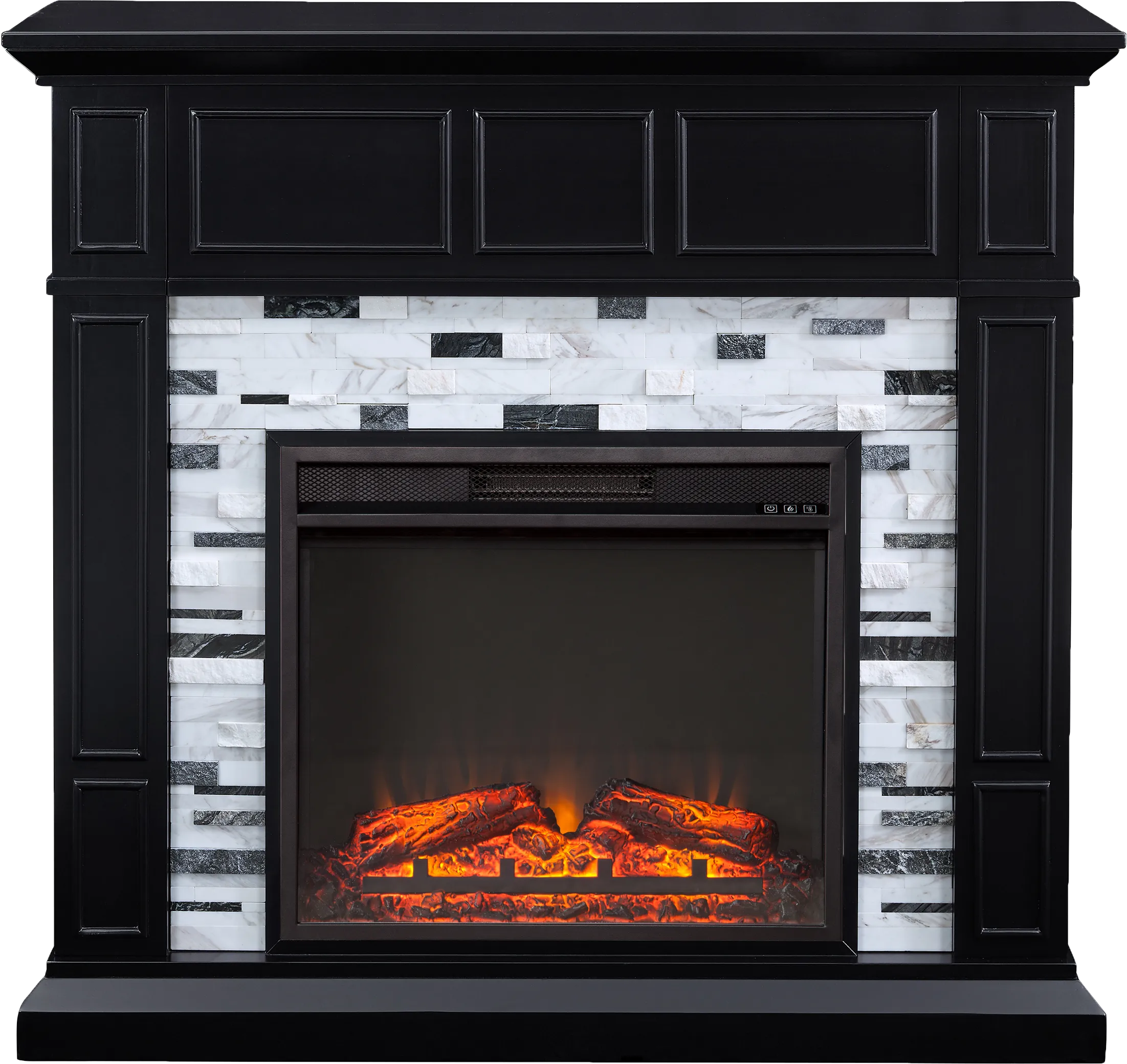 Doliver V Black 46 in. Console with Electric Fireplace - Thumbnail - Image 1