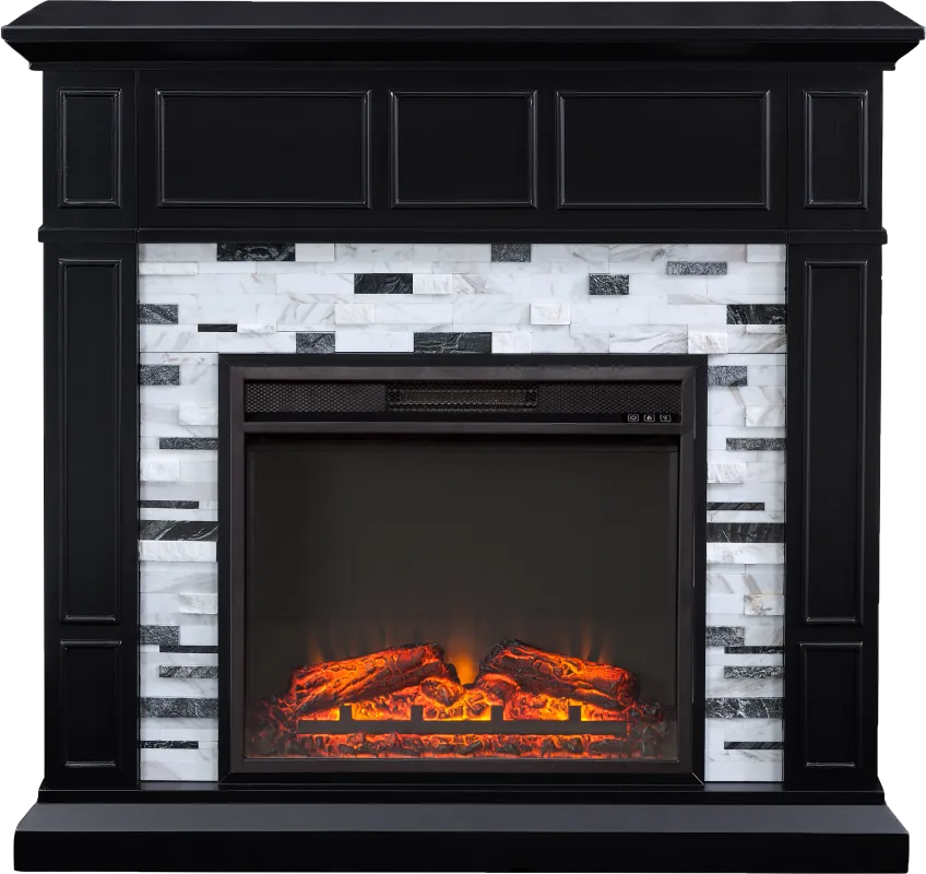 Doliver V Black 46 in. Console with Electric Fireplace