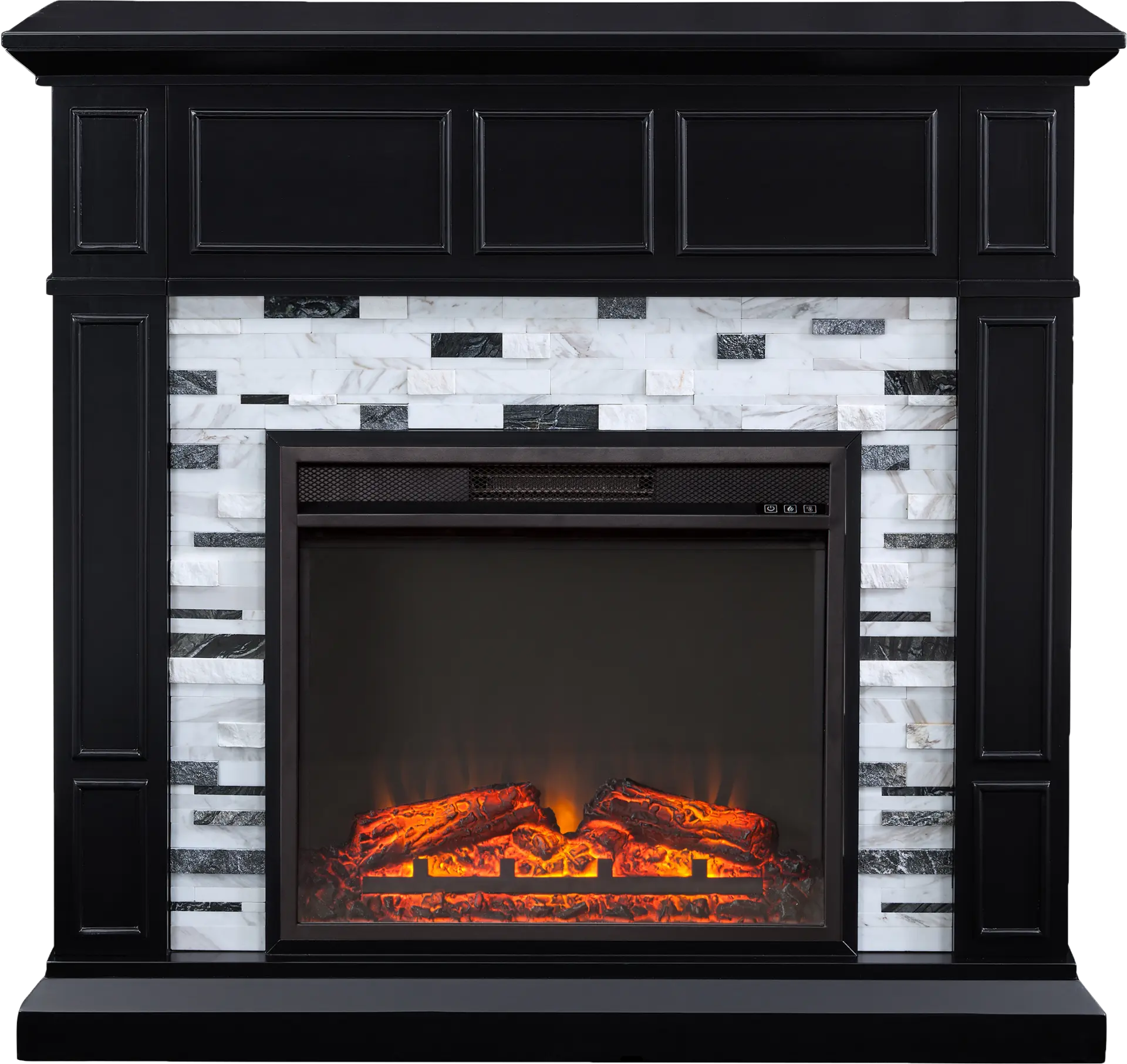 Doliver V Black 46 in. Console with Electric Fireplace