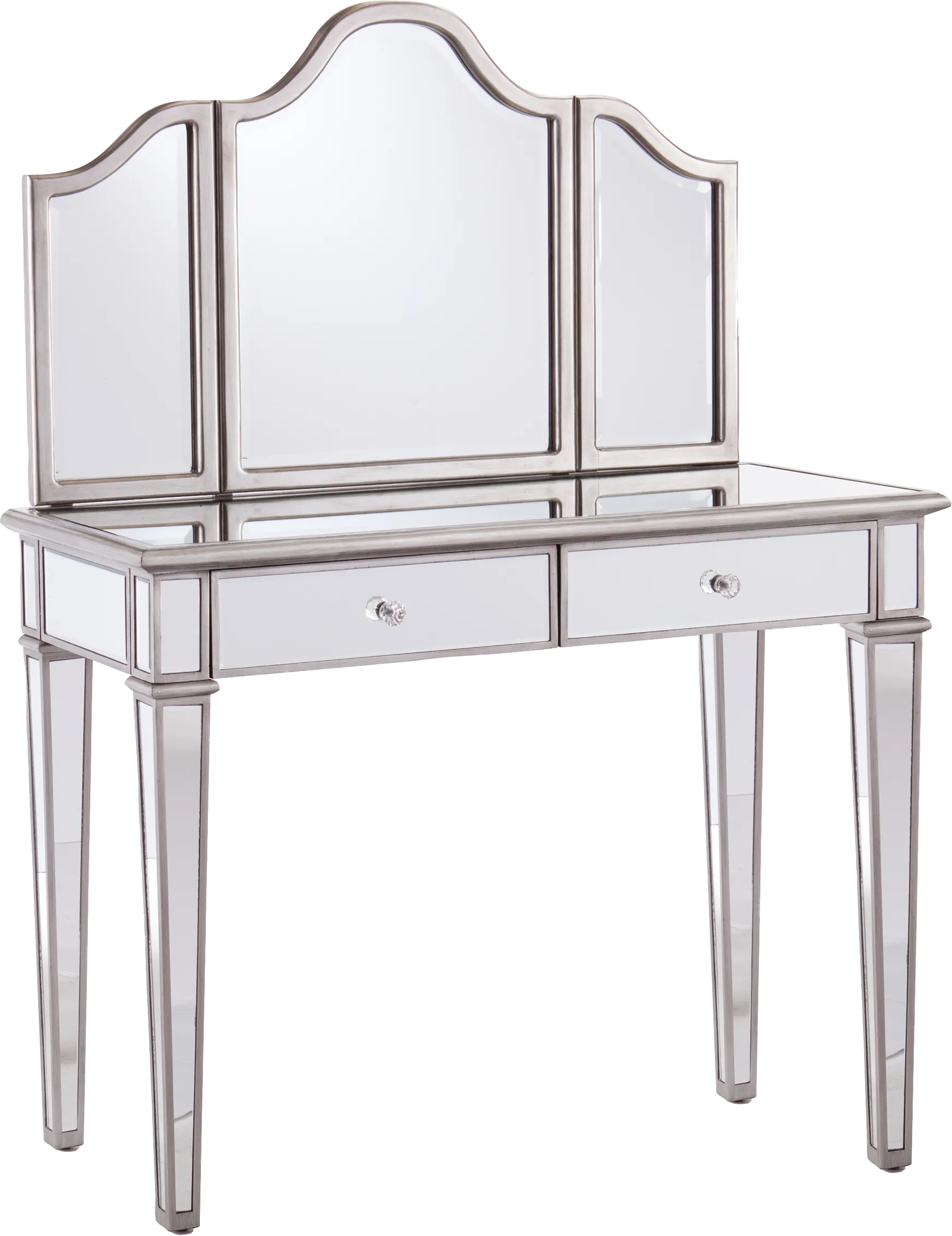 Llanfair Silver Vanity with Mirror 2pc Set