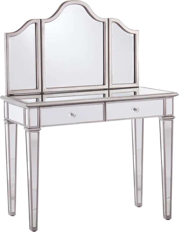Llanfair Silver Vanity with Mirror 2pc Set