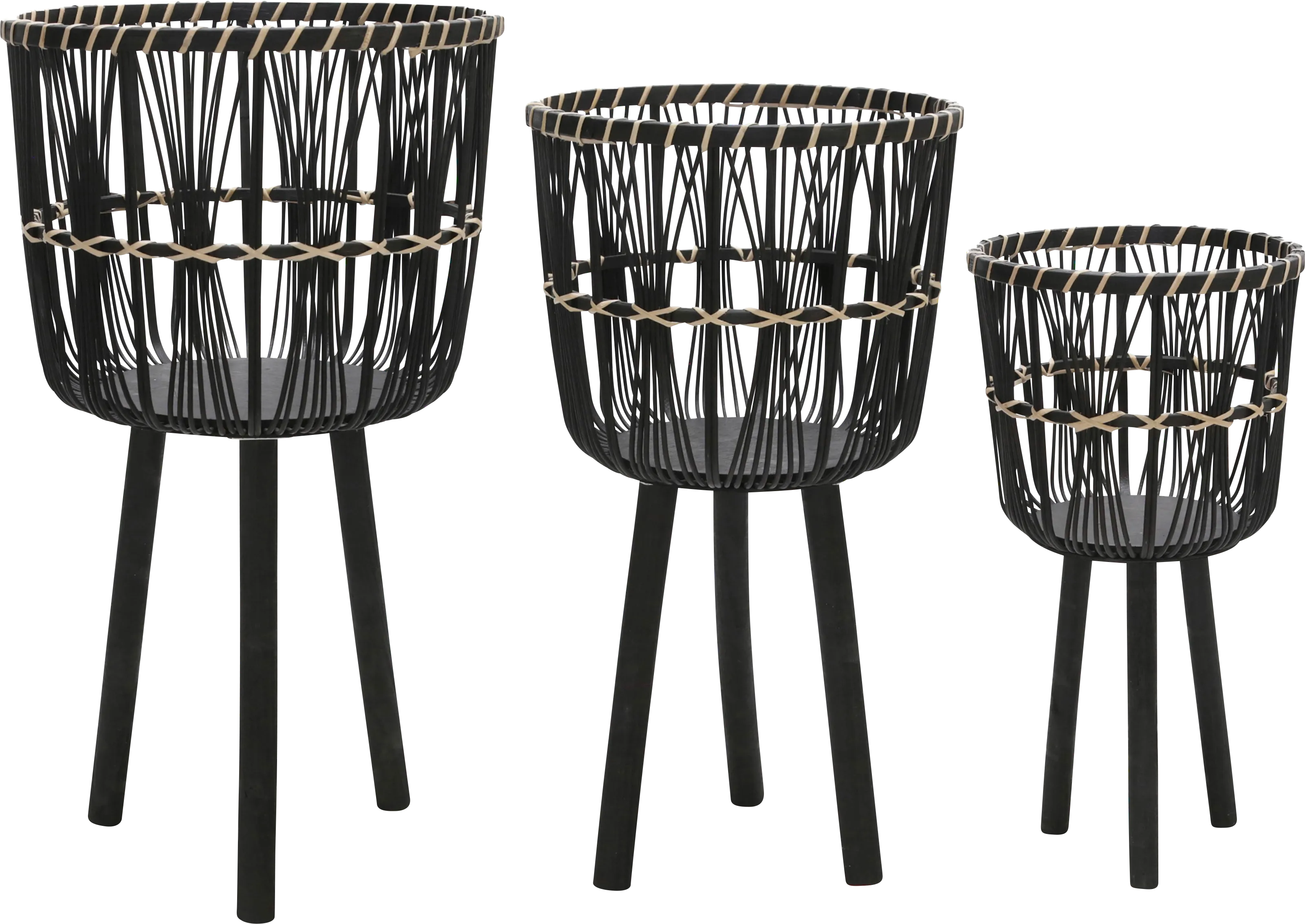 Mallaga Black Planter, Set of 3 - Thumbnail - Image 1