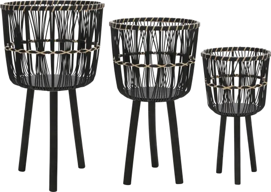 Mallaga Black Planter, Set of 3