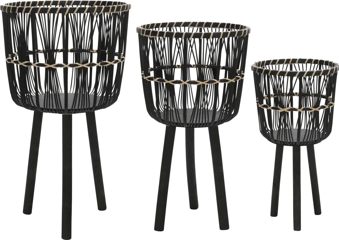 Mallaga Black Planter, Set of 3