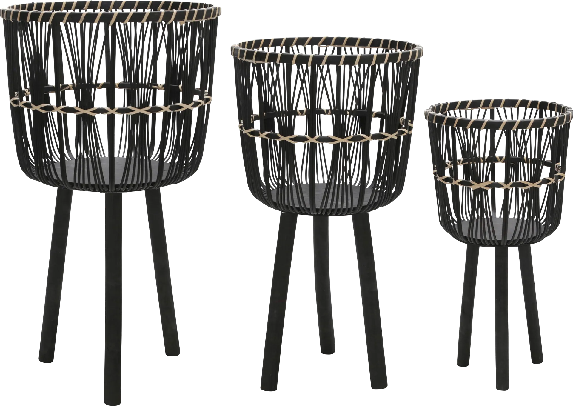 Mallaga Black Planter, Set of 3 - Image 1