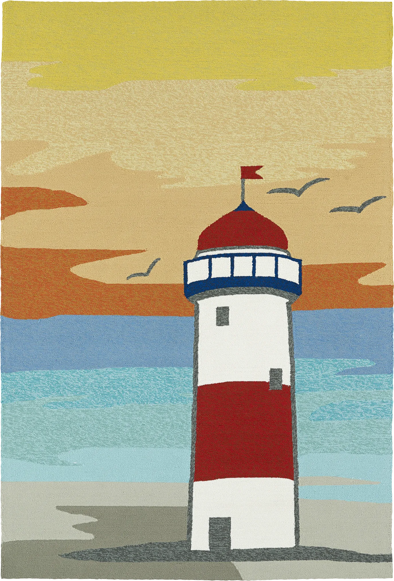 Lighthouse Sunrise Brown 5' x 7'6 Indoor/Outdoor Rug - Image 1