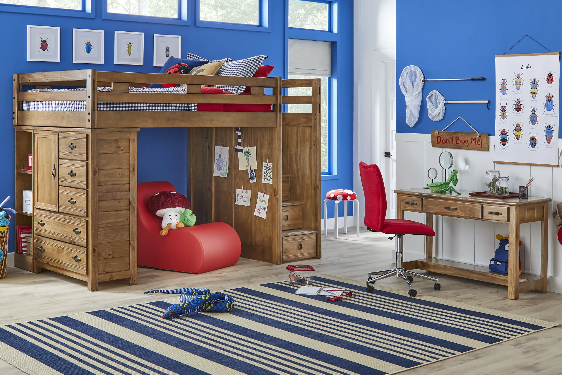 Kids Creekside 2.0 Chestnut Full Step Loft with Loft Chest and Bookcase - Image 1