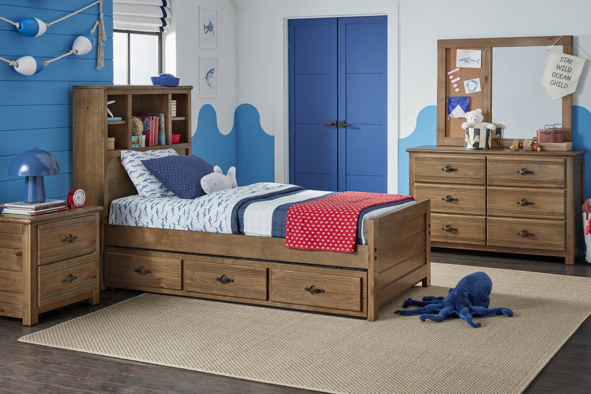 Kids Creekside 2.0 Chestnut Twin Bookcase Bedroom full room