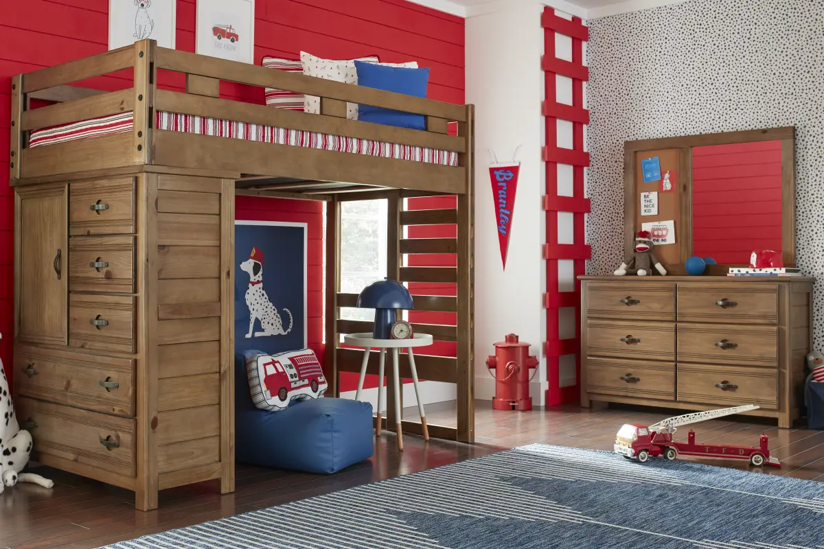 Kids Creekside 2.0 Chestnut Twin Loft with Chest