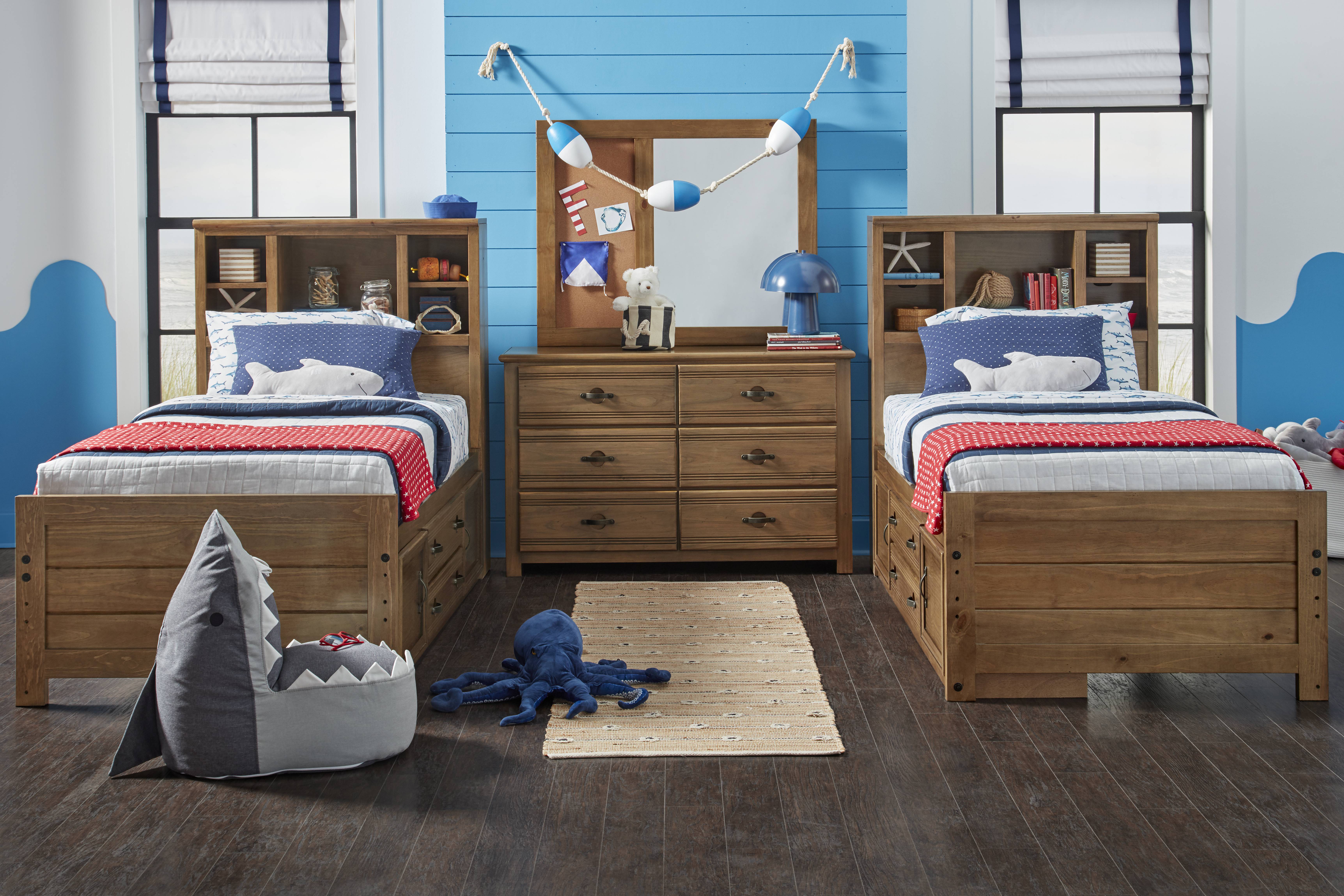Kids Creekside 2.0 Chestnut Twin Bookcase Bedroom with Storage Side Rails - Thumbnail - Image 1