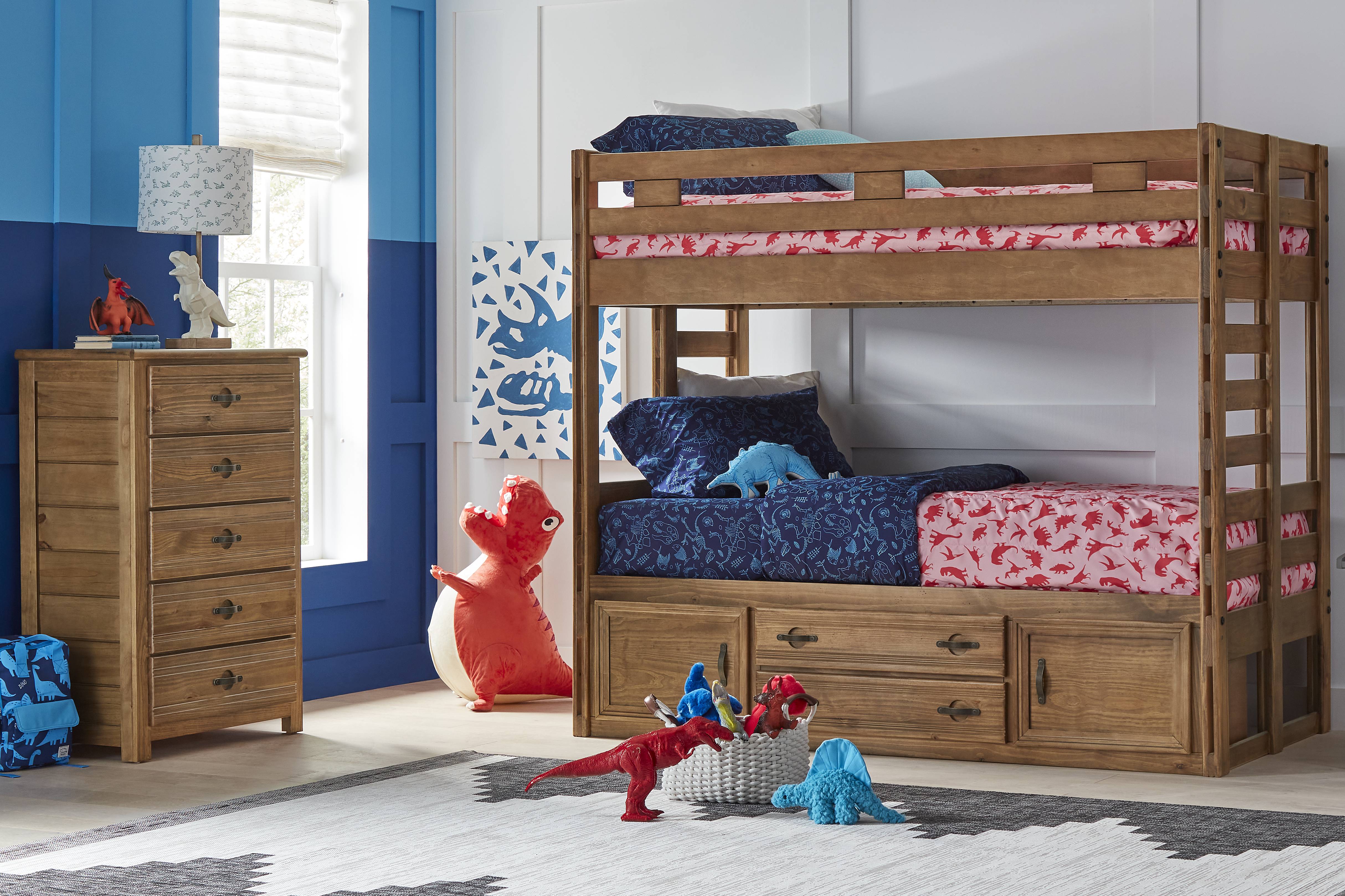Kids Creekside 2.0 Chestnut Twin/Twin Bunk Bed with Storage Side Rail - Thumbnail - Image 2