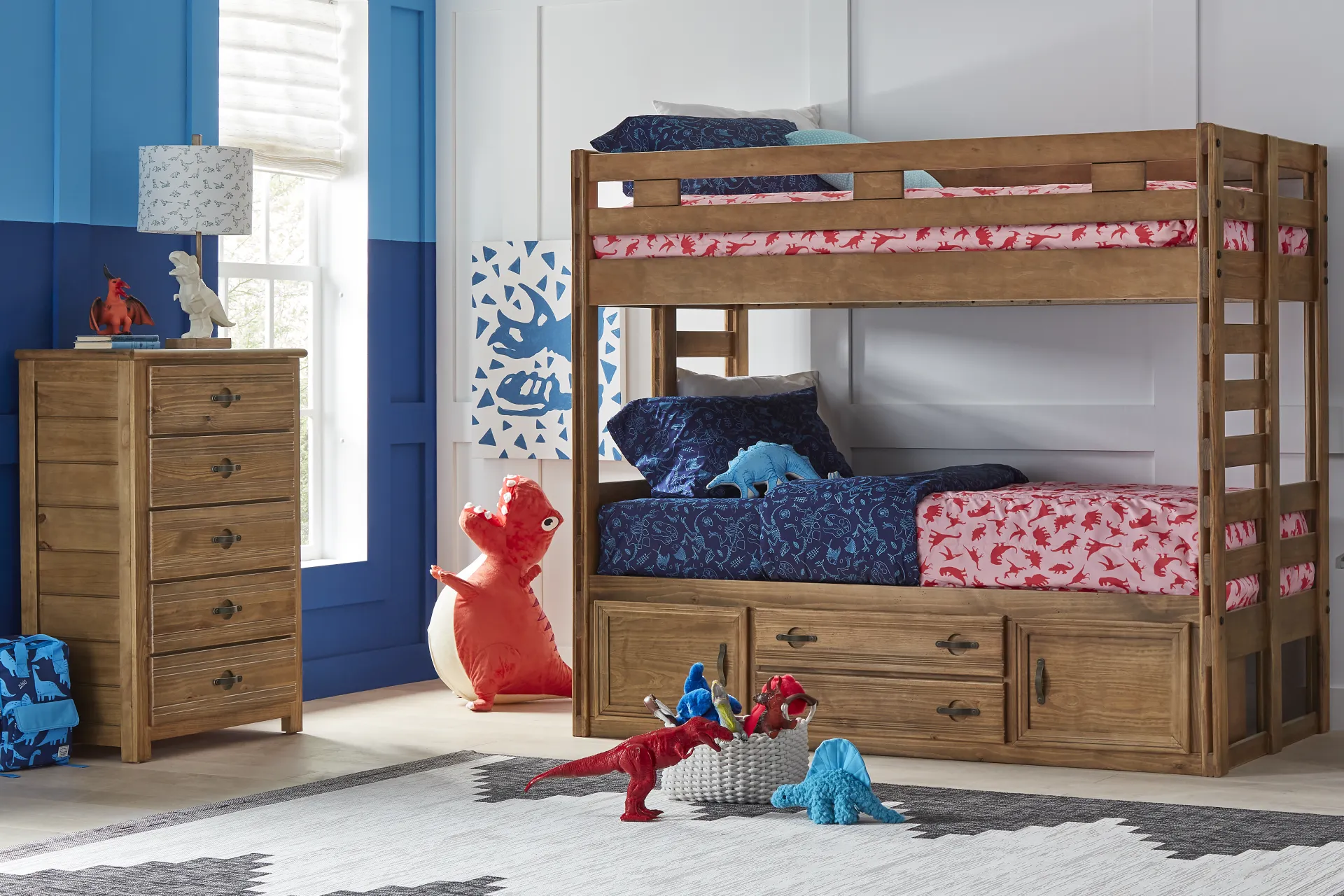 Kids Creekside 2.0 Chestnut Twin/Twin Bunk Bed with Storage Side Rail - Image 1