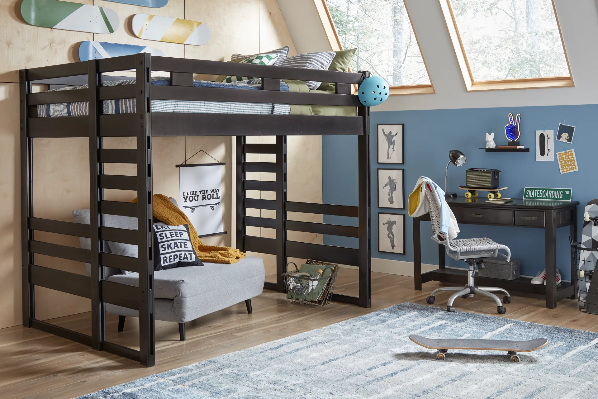 Kids Creekside 2.0 Charcoal Twin Loft Bed - Image 1